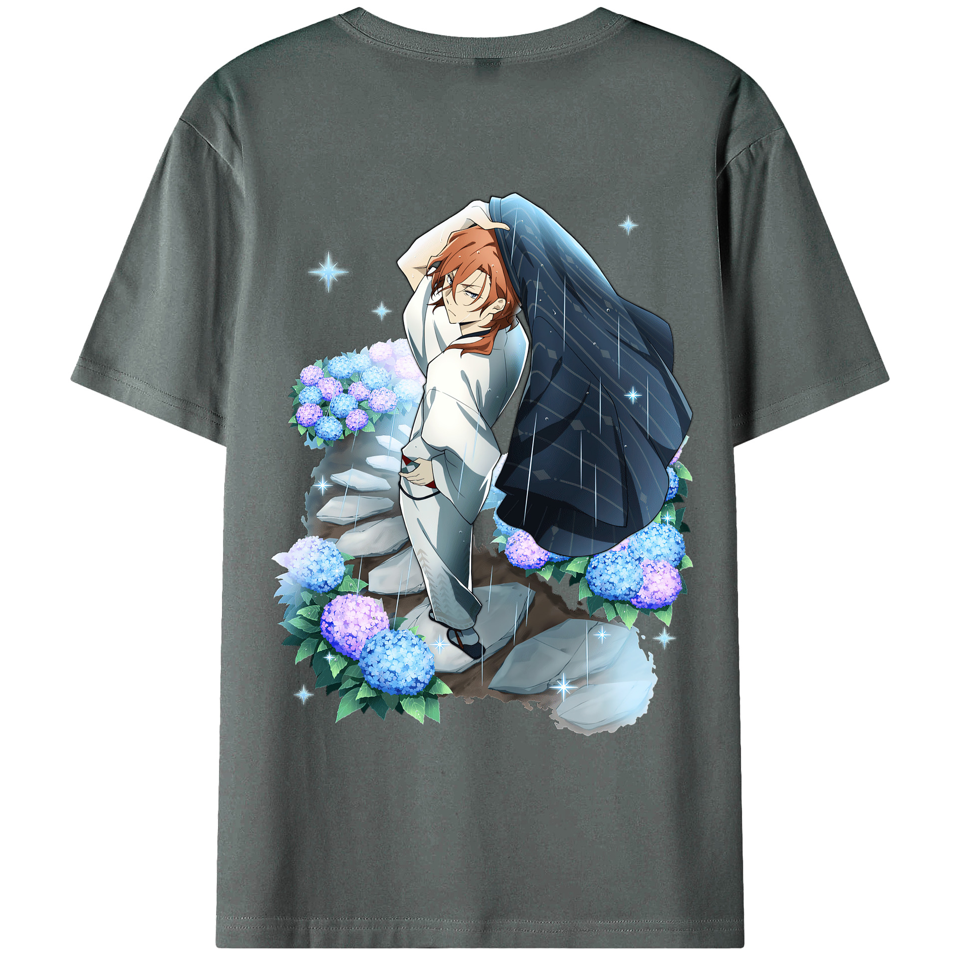 （画像用） 文豪ストレイドッグス Bungo Stray Dogs 綿100％ メンズ半袖Tシャツ（バックプリント） 通気性